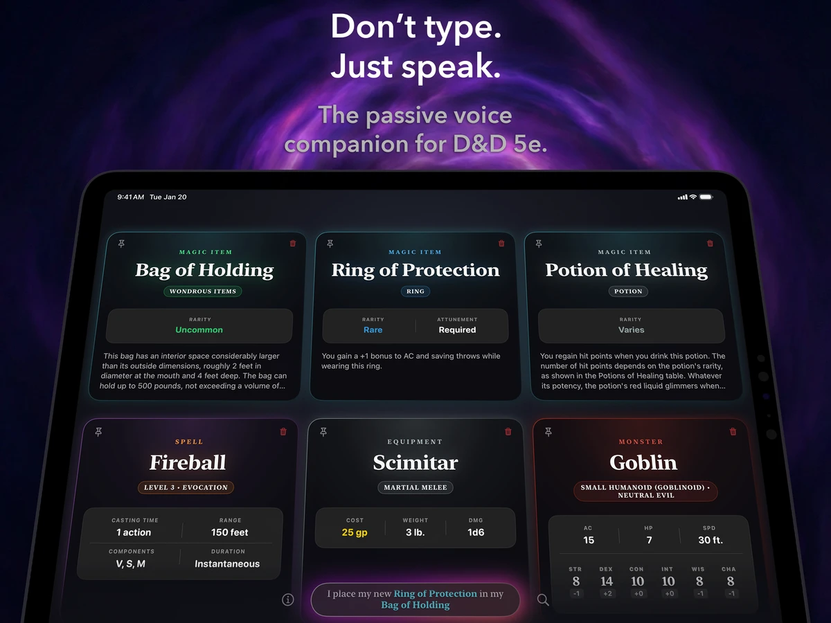 Incant home screen on iPad