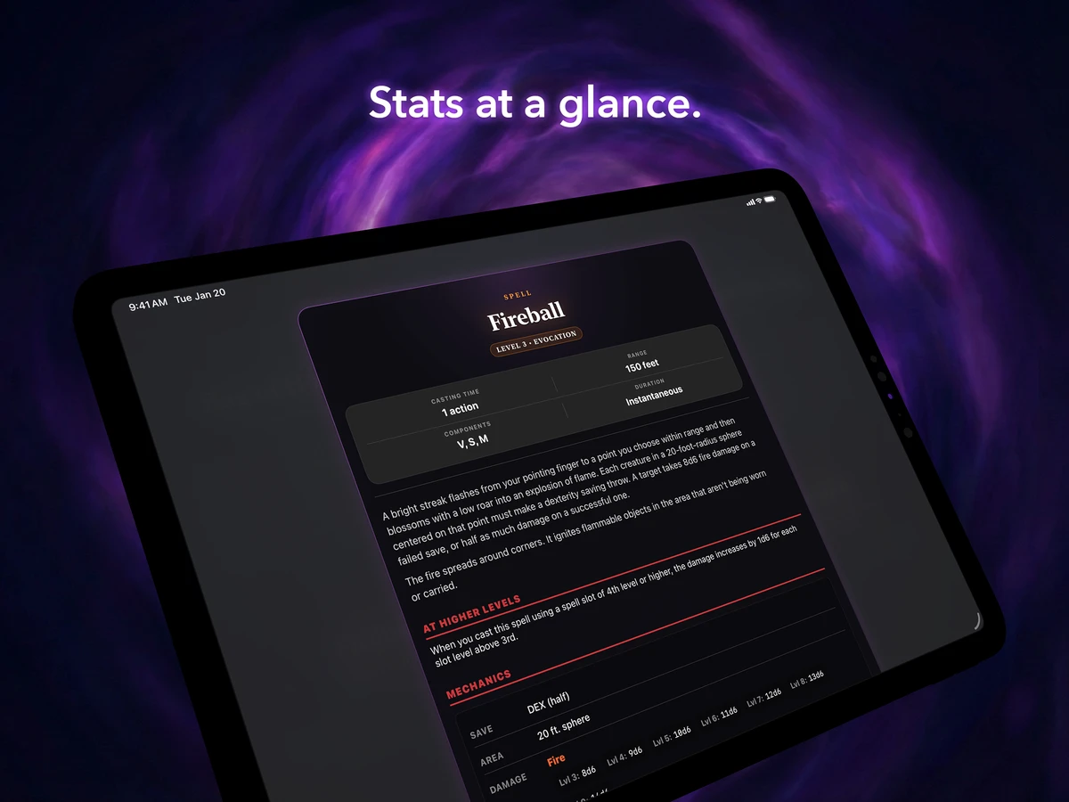 Incant detail card on iPad