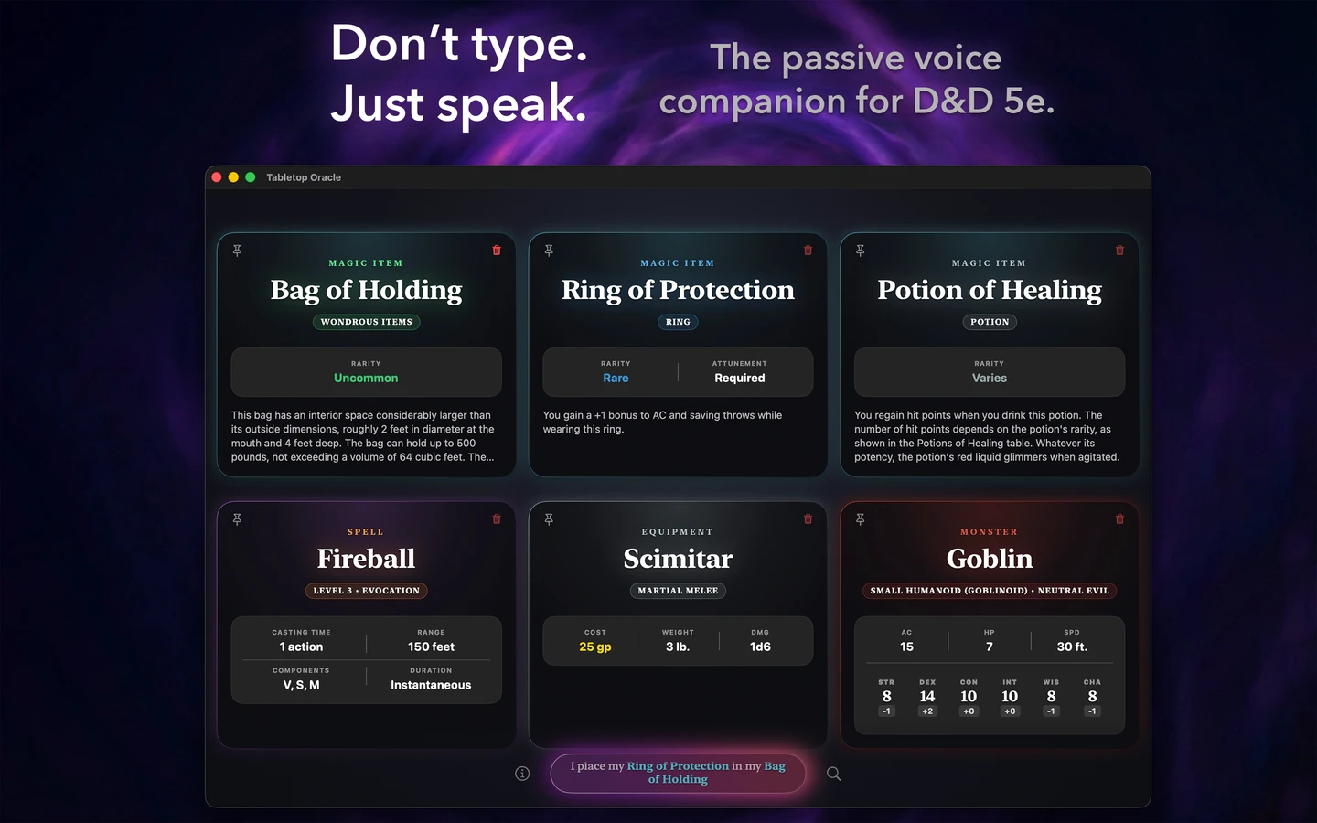 Incant home screen on Mac