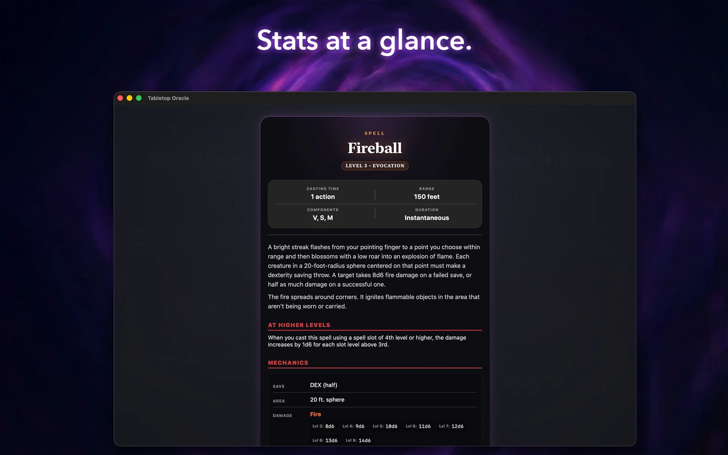 Incant detail card on Mac
